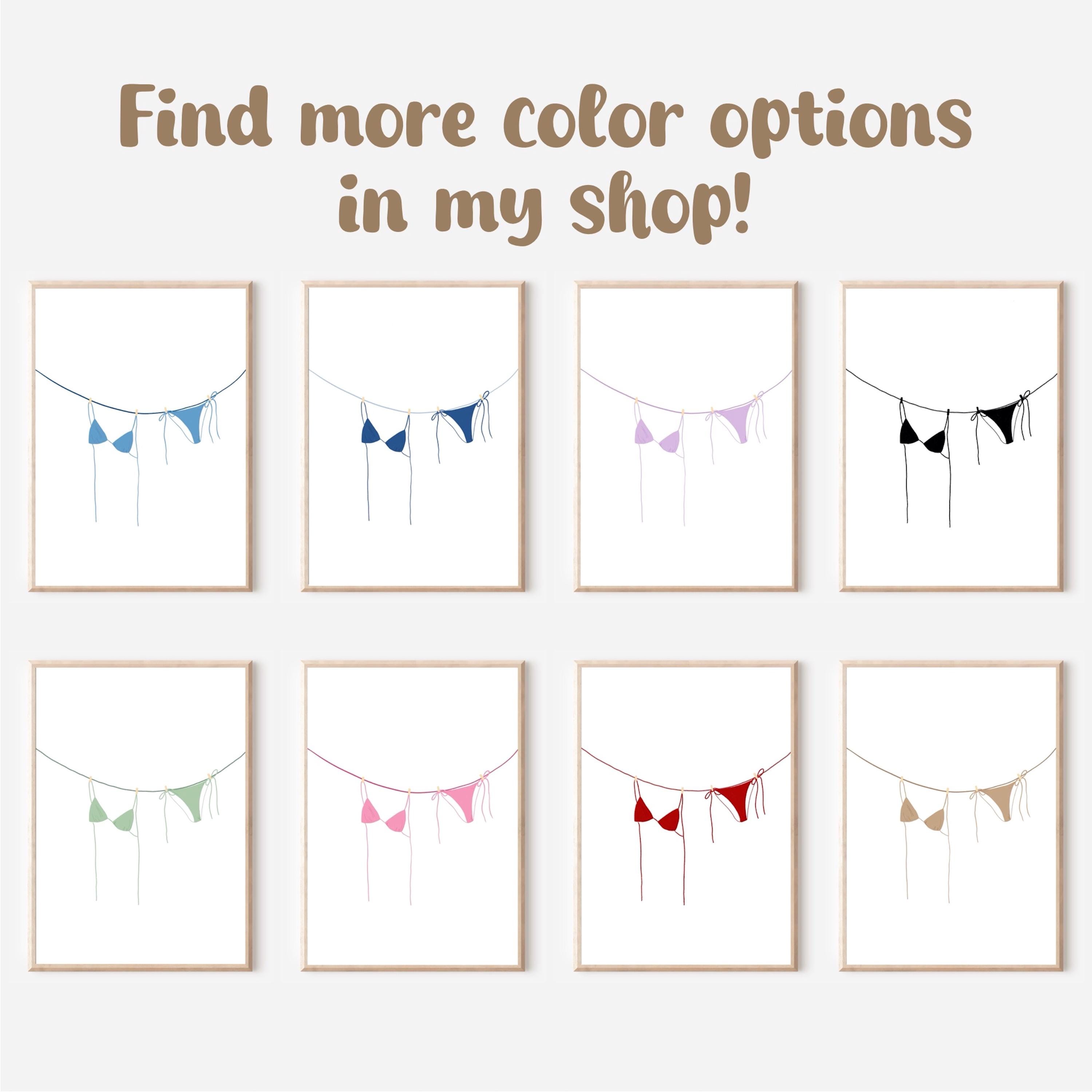 Trendy Pink Bikini Poster Art Hand Drawn Pink Bikini Print Pink Living Room Decor Girl Room