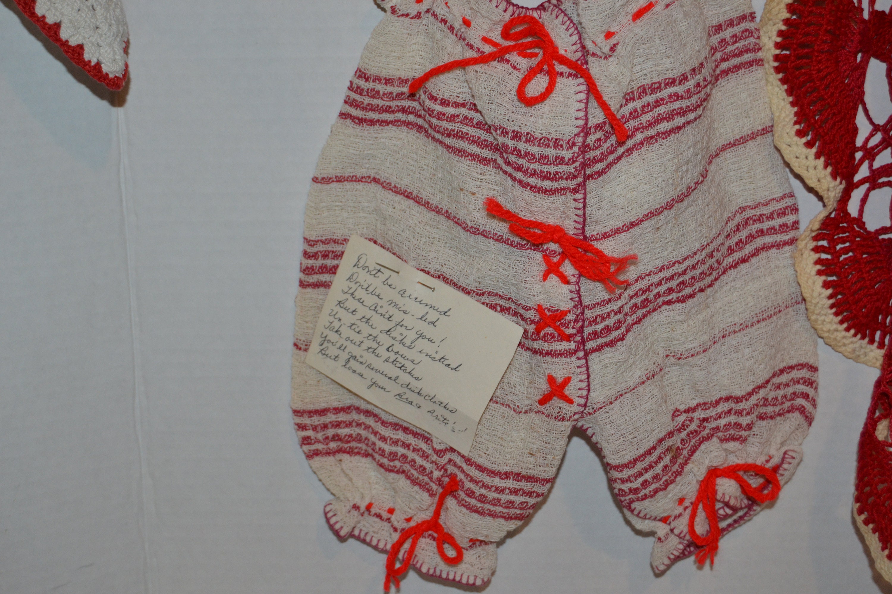 Kitsch Red White Window Or Wall Cutes Bikini Doily And Rag Etsy