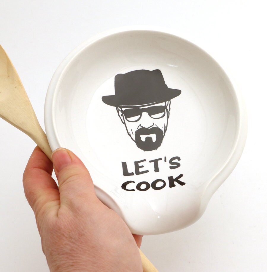 Breaking Bad walter white inspired spoon rest, let's cook, heisenberg fan art, novelty kitchen,