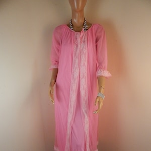 Vintage Lingerie Set Neon Pink Nightgown And Robe Etsy