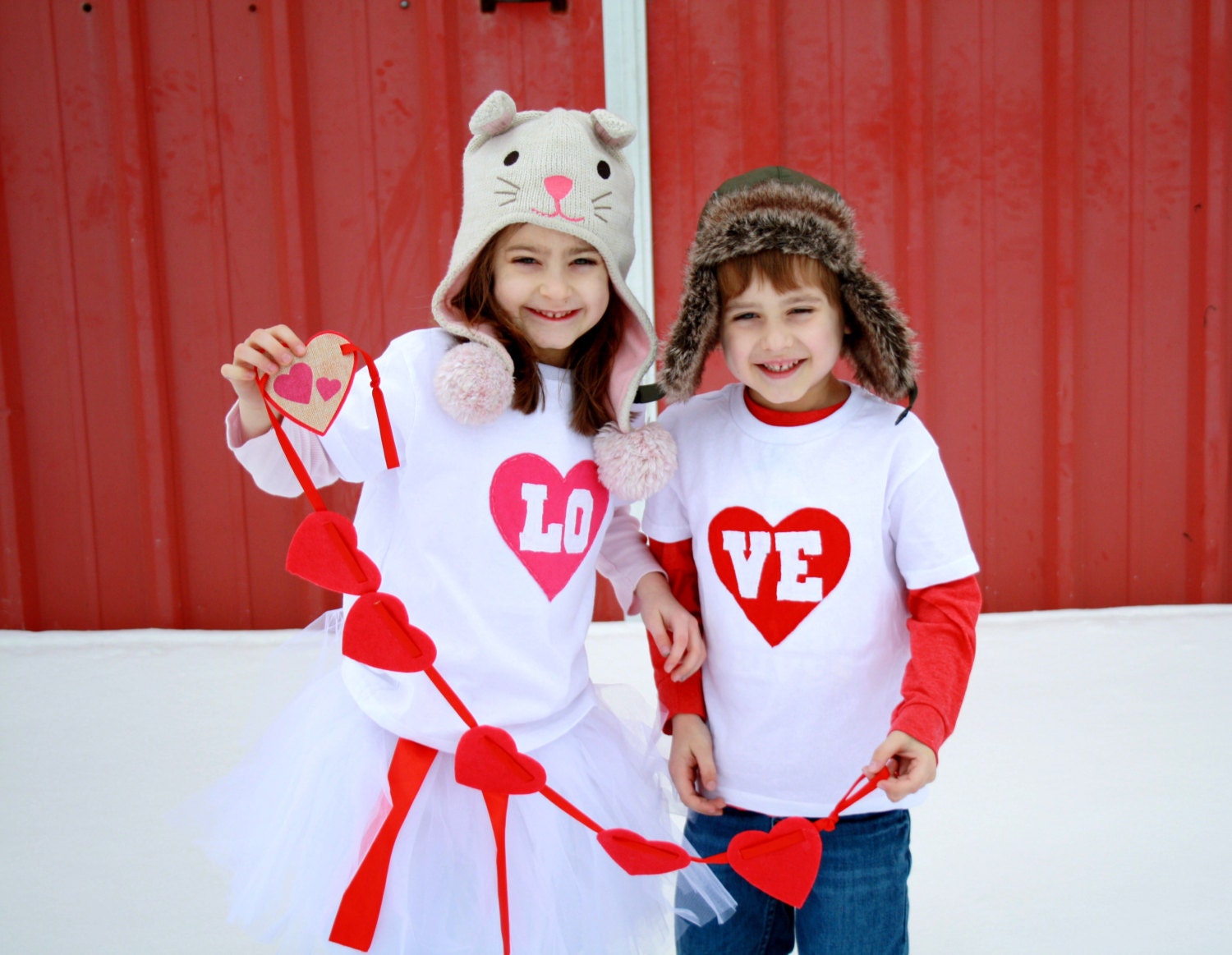 Valentine's Day "LO-VE" Toddler size Twin (or SIBLING) set