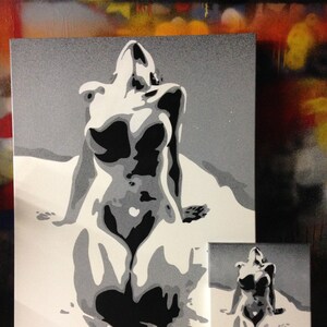 Abstract Nude Painting In Grey White Black Canvas Bright Bold Beauty