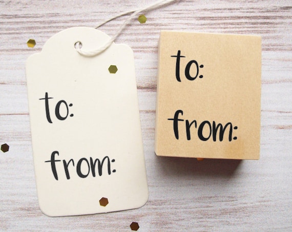 to from stamp, christmas gift tags, diy holiday rubber stamp