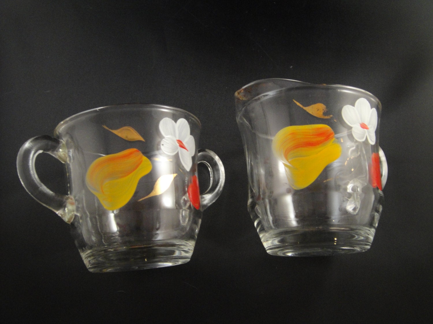 Gay Fad Bartlett Collins Creamer And Sugar Clear Glass Etsy