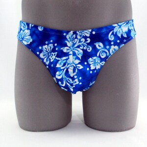 Tropical Blue Hibiscus Print Men Bikini Swimsuit Swimwear No Drawstring Etsy