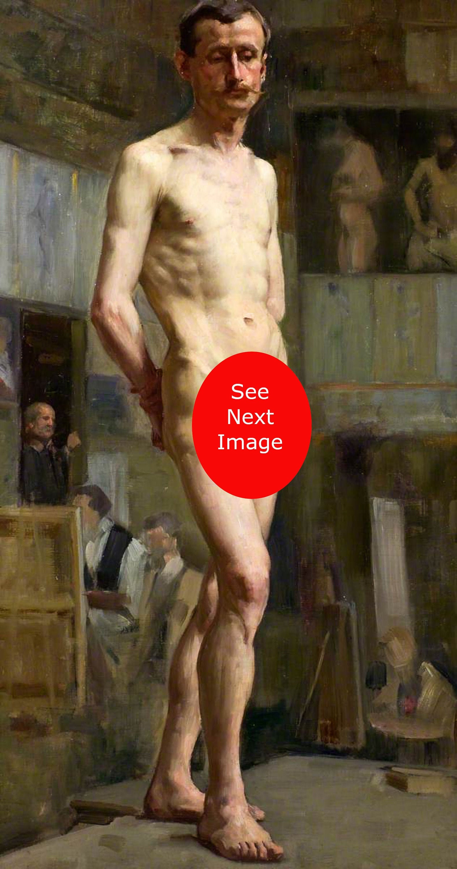 Posing Male Nude David Comba Adamson Print Th Century Oil Painter