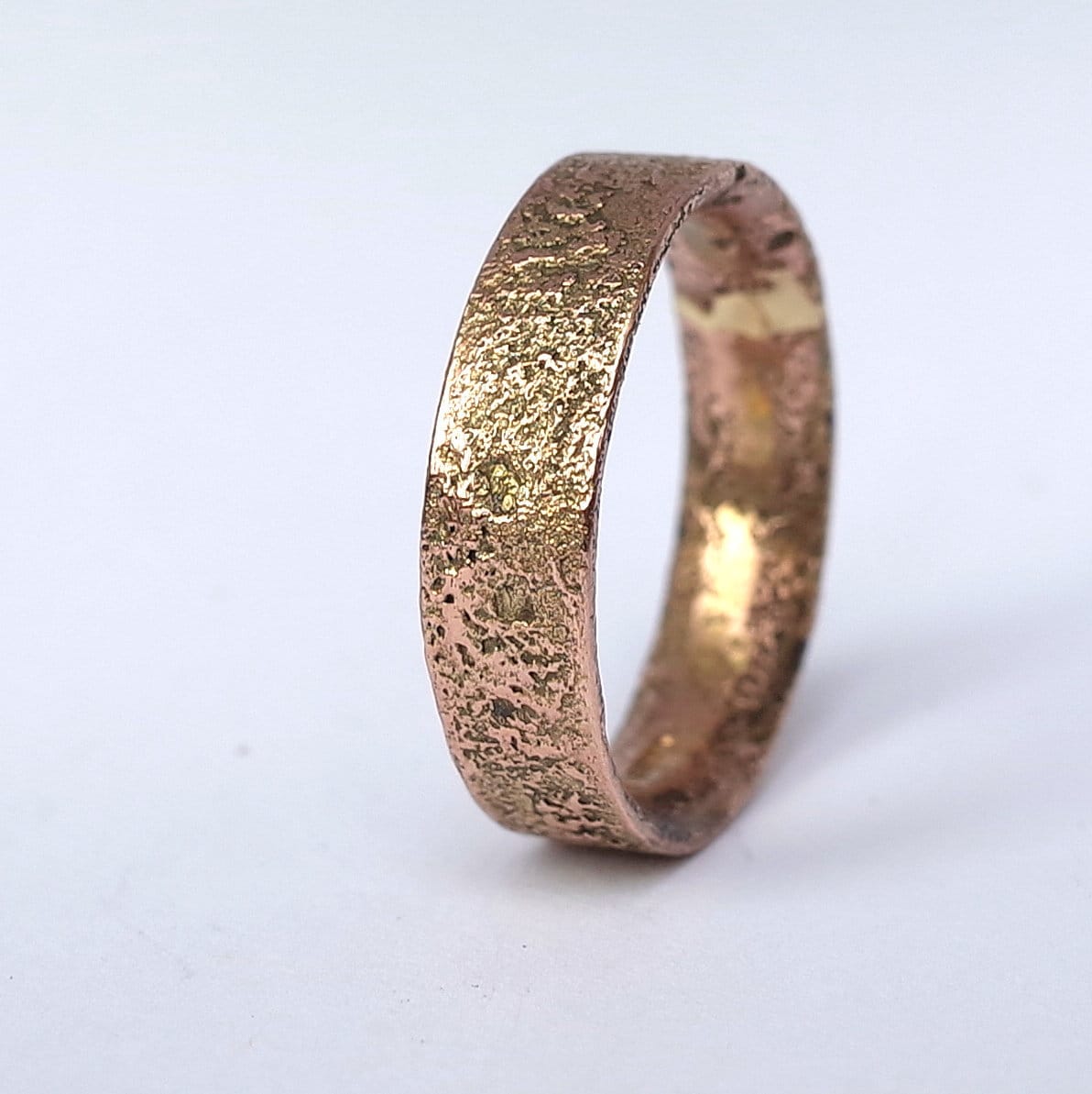 Rustic Gold Engagement Ring For Men in 9K Rose Gold, 6mm Wide