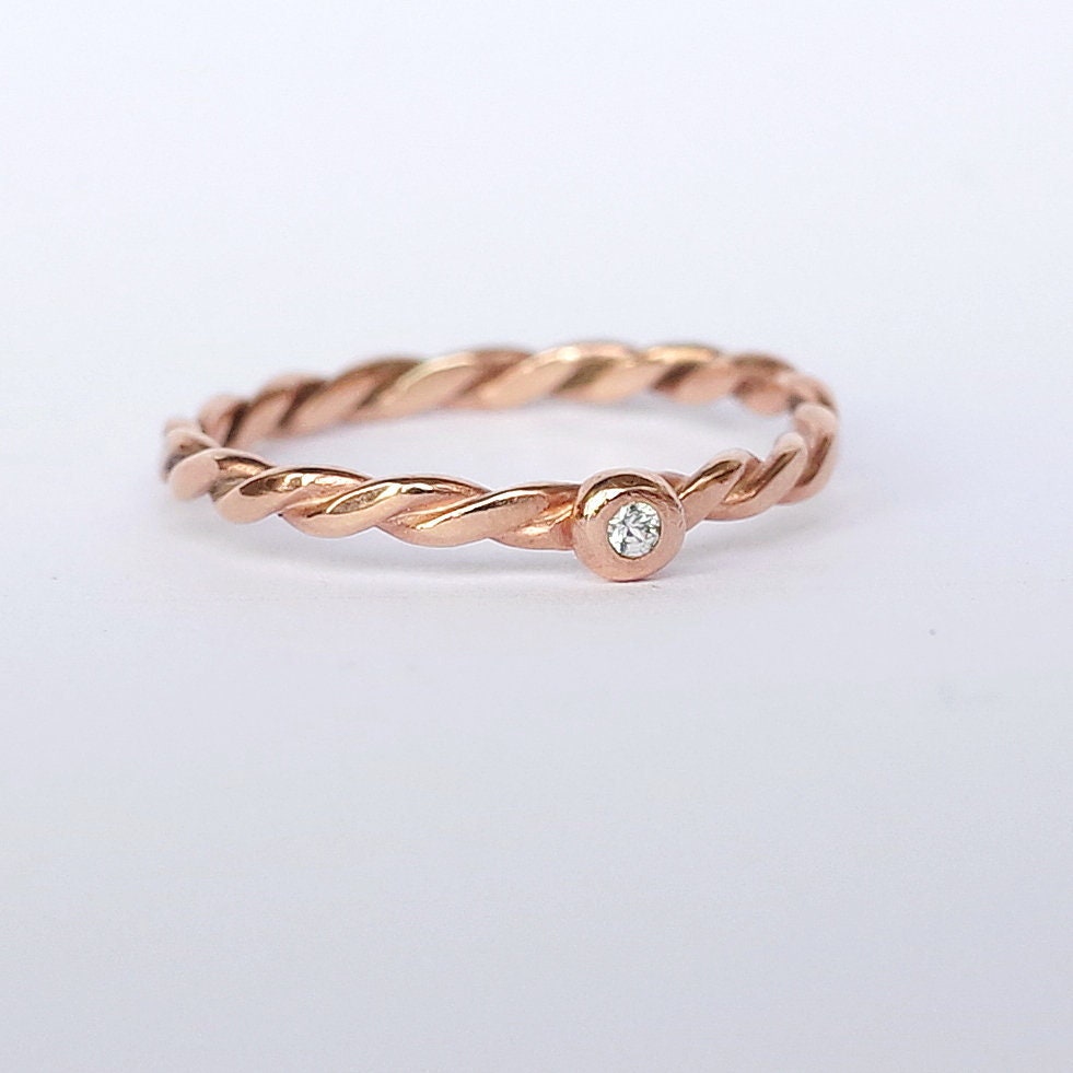 Simple Rose Gold Engagement Ring With White Sapphire, Size 6.75 Or N