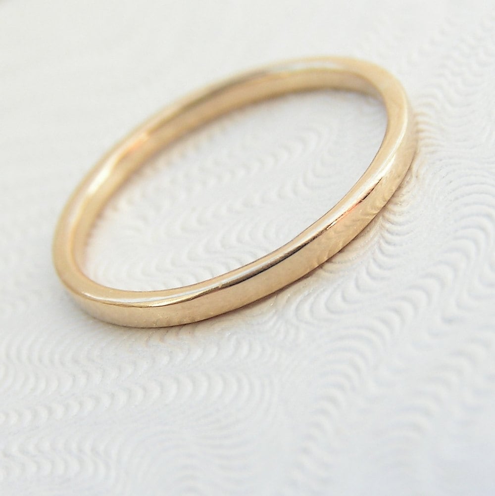 Skinny 9Kt Yellow Gold Band, Thin Wedding Stacking Ring Or Knuckle
