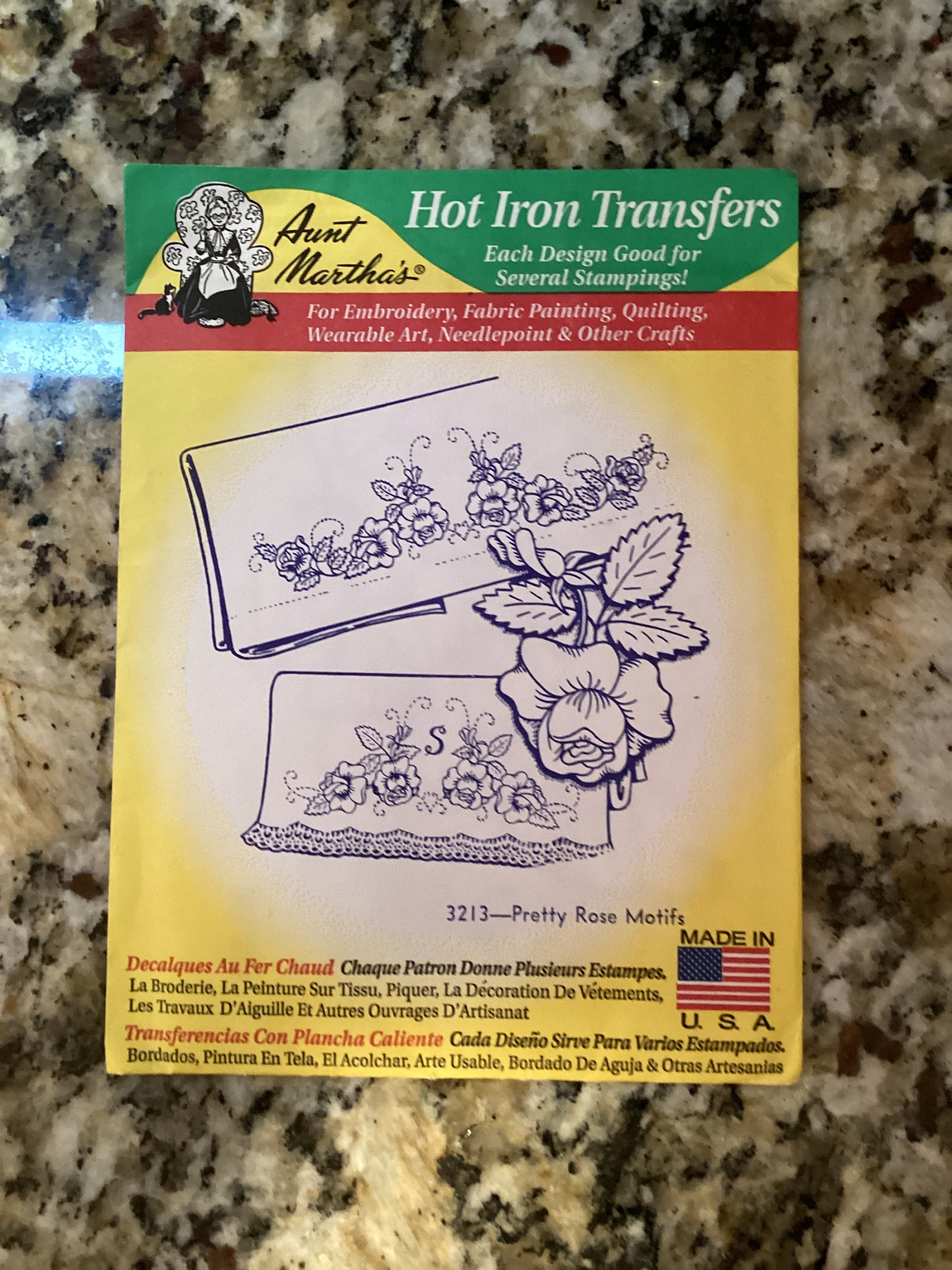 Vintage Aunt Martha S Hot Iron Transfer Pattern Pretty Rose Motifs Embroidery Uncut