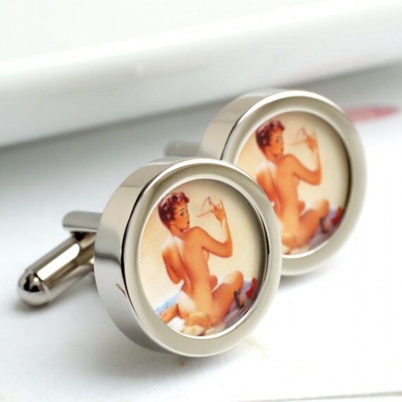 Vintage Naked Women Cufflinks Vintage 1920s Nude Cufflinks Erotic Women Photography Vintage
