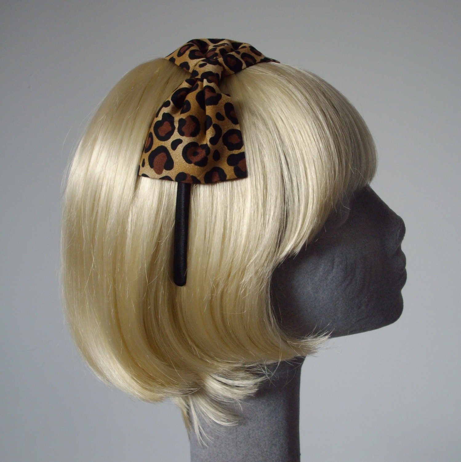 Leopard Print Bow Headband, Aliceband, Hair Bow, Accessory
