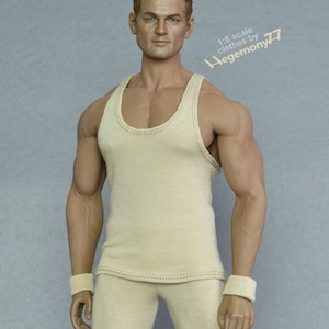 1 6th Scale XXL Beige Tank Top Vest For Phicen Tbleague M34 M35 And Hot Toys TTM 20 Size Larger