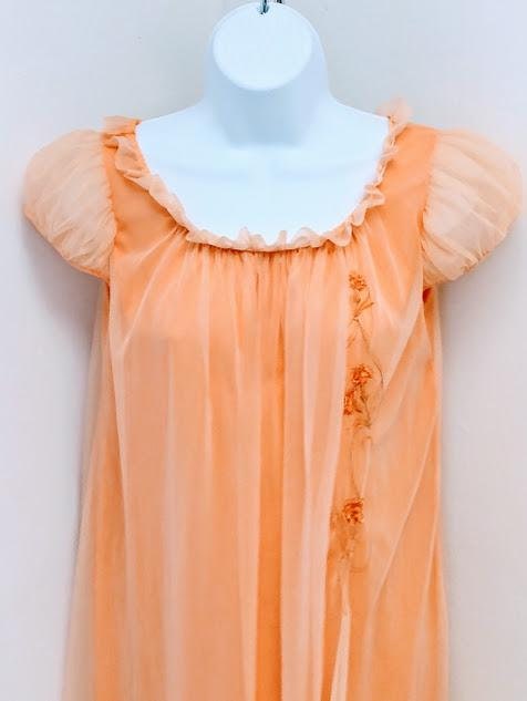1960s 60s Peach Orange Baby Doll Nightgown Nylon Lingerie Pinup Boudoir Bridal XS SMALL Etsy