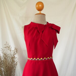 Red Summer Dress Pussy Bow Valentine Christmas Costume Modest Etsy