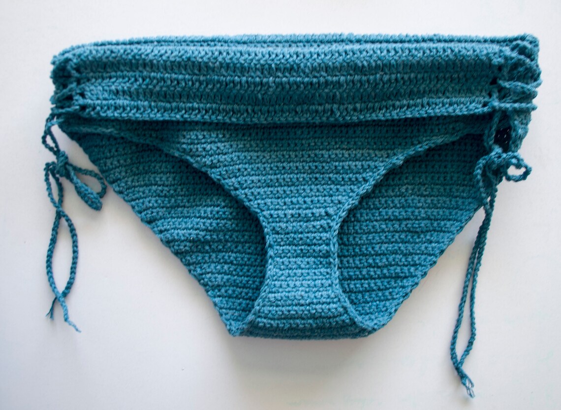 Teal Boho Crochet Bikini Swimwear Piece Swimsuit Set S Etsy