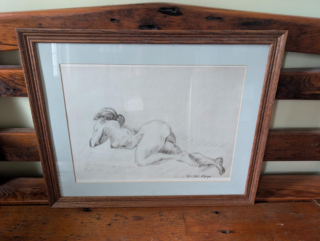 Gregor Kruk Reclining Nude Pencil Drawing Cm X Cm Etsy