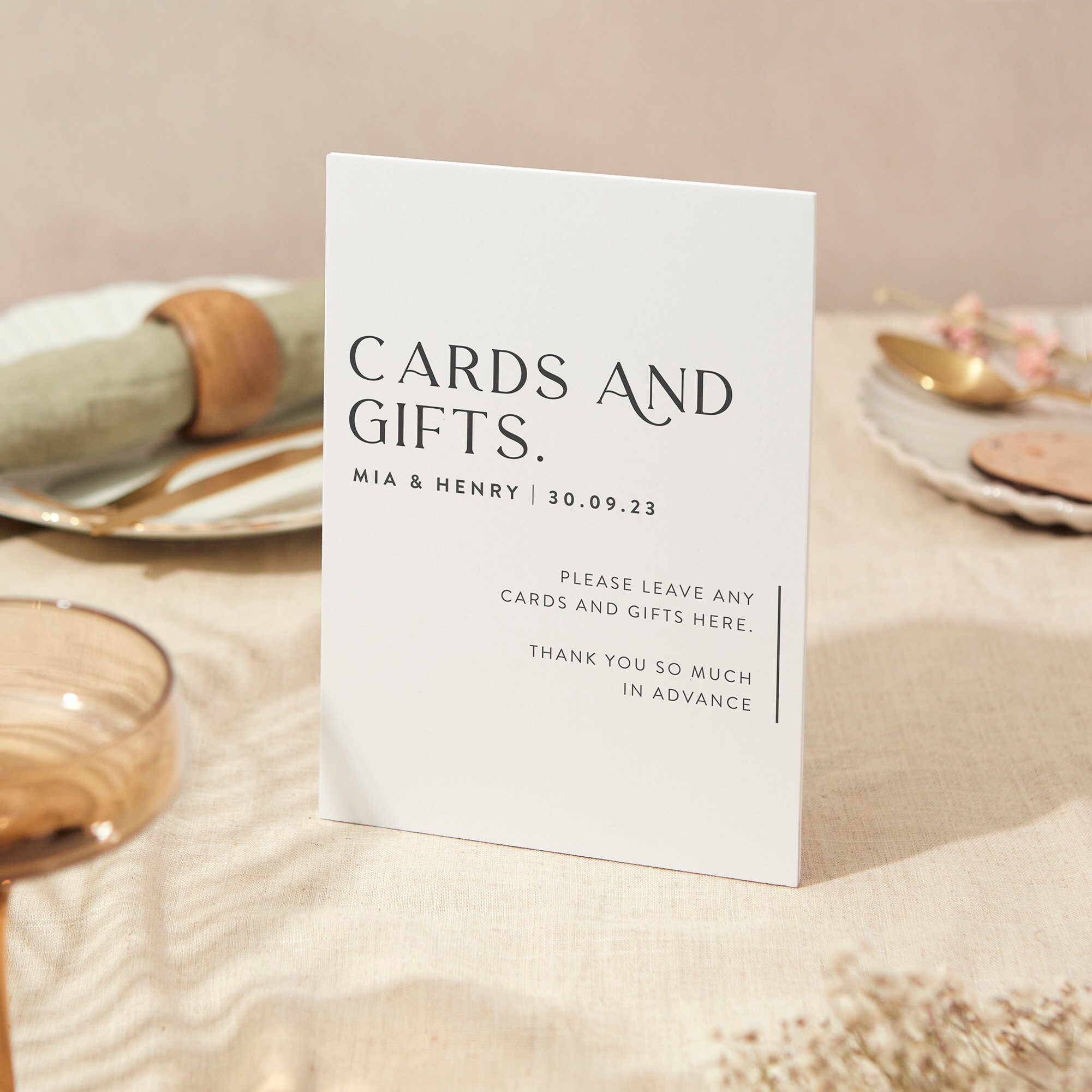 Cards & Gifts Sign | Wedding A4 Sturdy Foamex Minimal Layout
