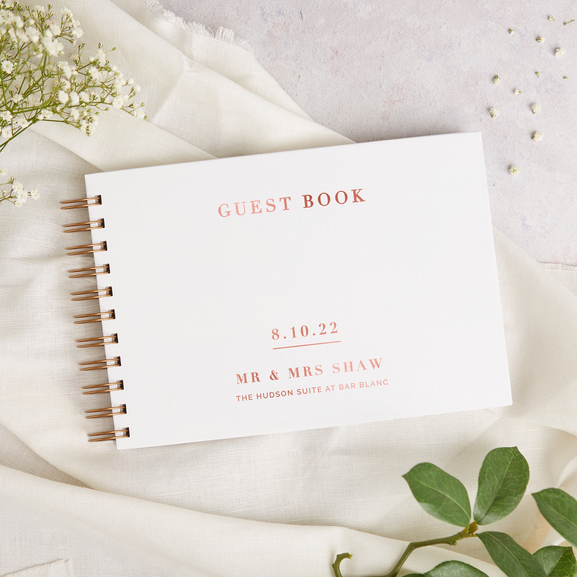 Modern Script Foil Wedding Guest Book