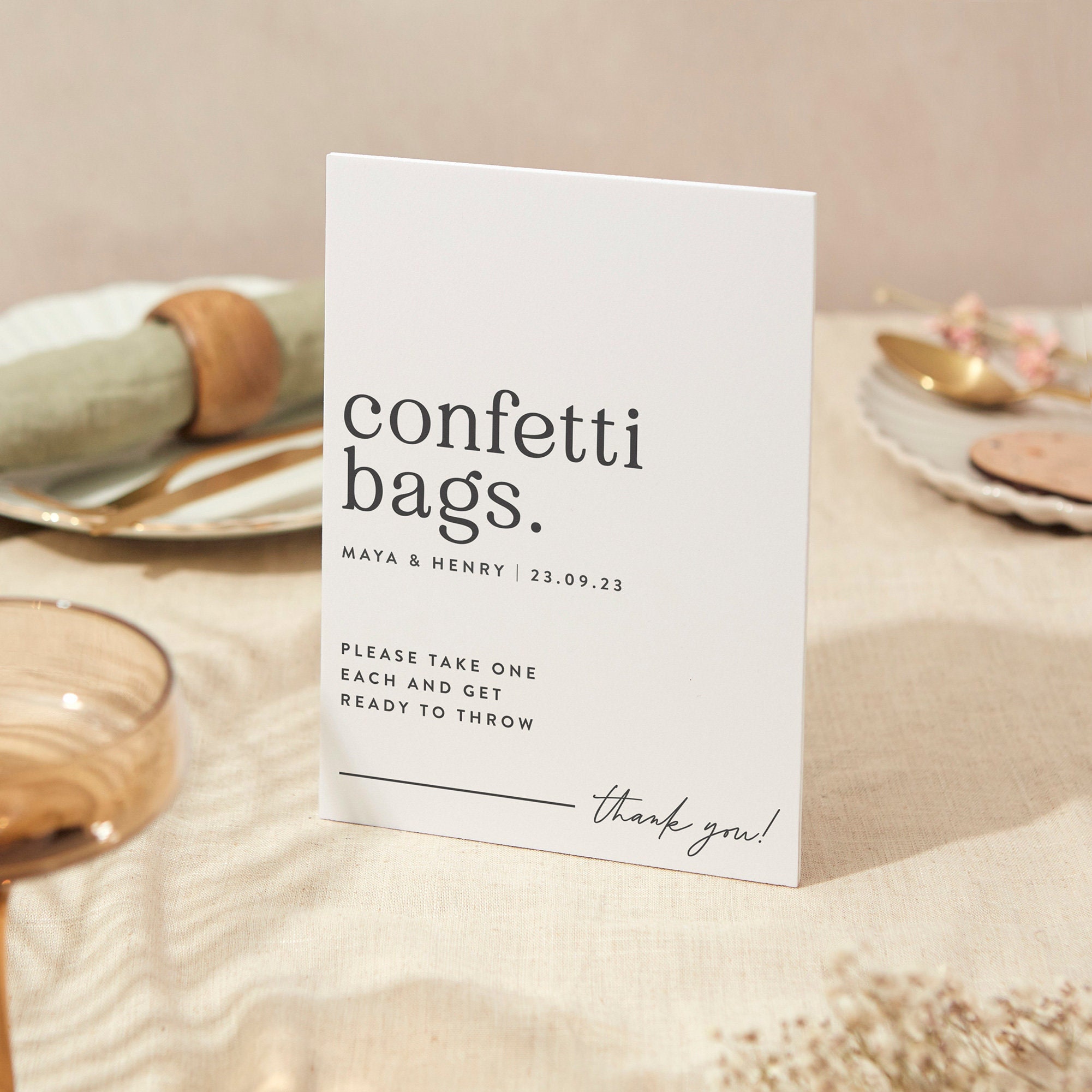 Confetti Sign | Wedding A5 Sturdy Foamex Modern Serif