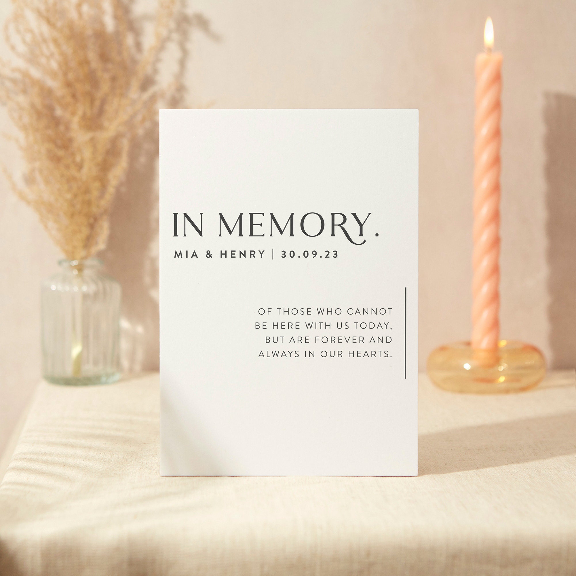 In Loving Memory Sign | Wedding A4 Sturdy Foamex Minimal Layout