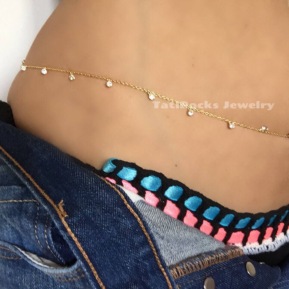 Flirty Diamond Shaker Belly Chain Cubic Zirconia Belly Chain Etsy