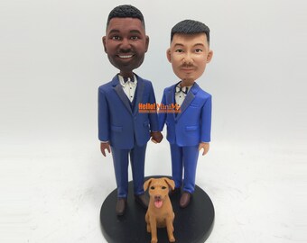 Gay Cake Toppers For Wedding Same Sex Wedding Cake Topper Wedding Bobblehead Custom Gay
