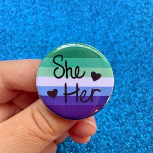 Mlm Gay Vincian Pride Flag Pronoun Inch Pin Back Button He Him He They They Them
