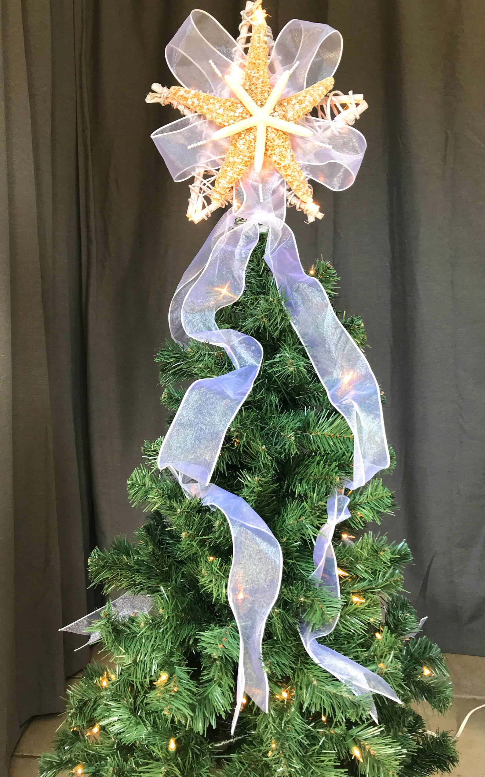 Starfish Tree Topper Lighted Christmas Tree Top Starfish Tree Etsy