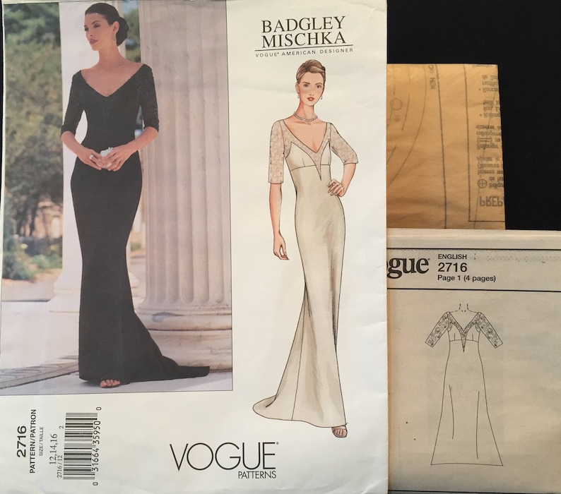 no minimum OOP Vogue Badgley Mischka Fitted V neck off the