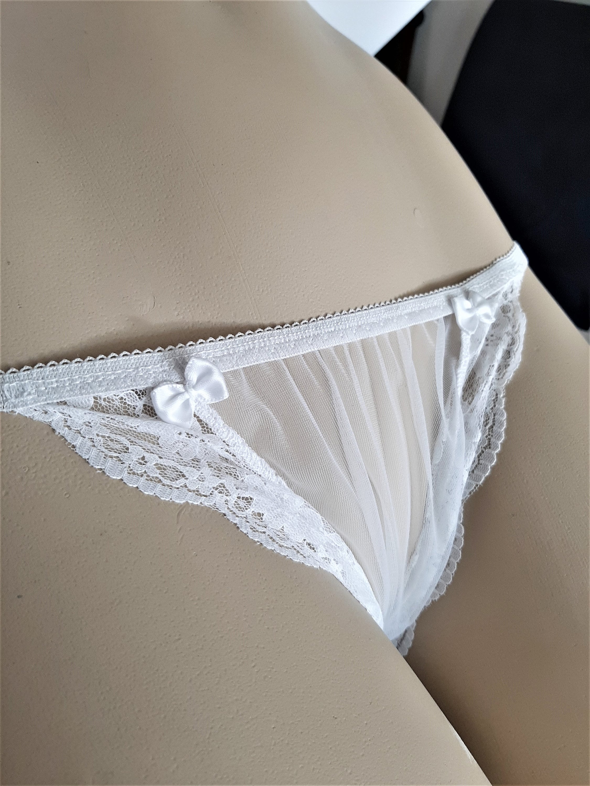 Sheer Lacy Panties White Lace Bikini Sexy See Thru Wedding Etsy