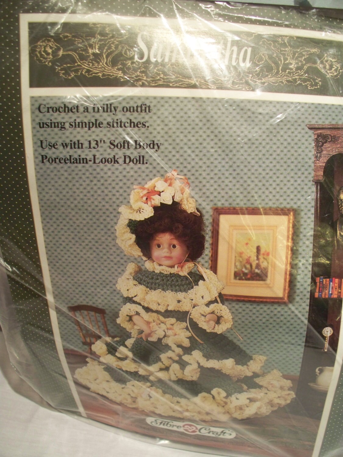 Doll Kit Samantha (BLONDE Hair Doll) Crochet Herrschner Completed with Simple Stitches Crochet Pattern Frilly Outfit Yarn not included