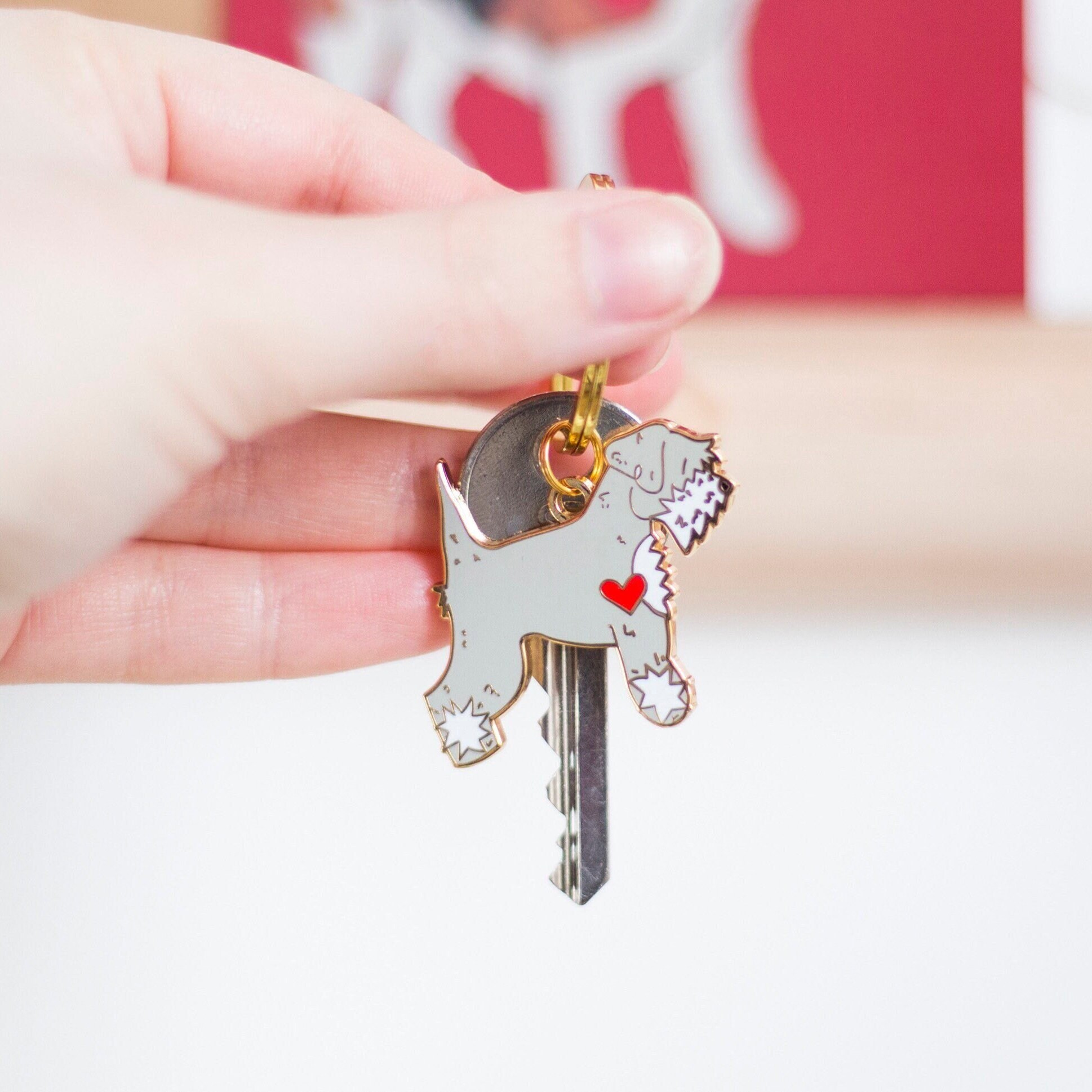 Schnauzer Dog Keyring - Salt & Pepper