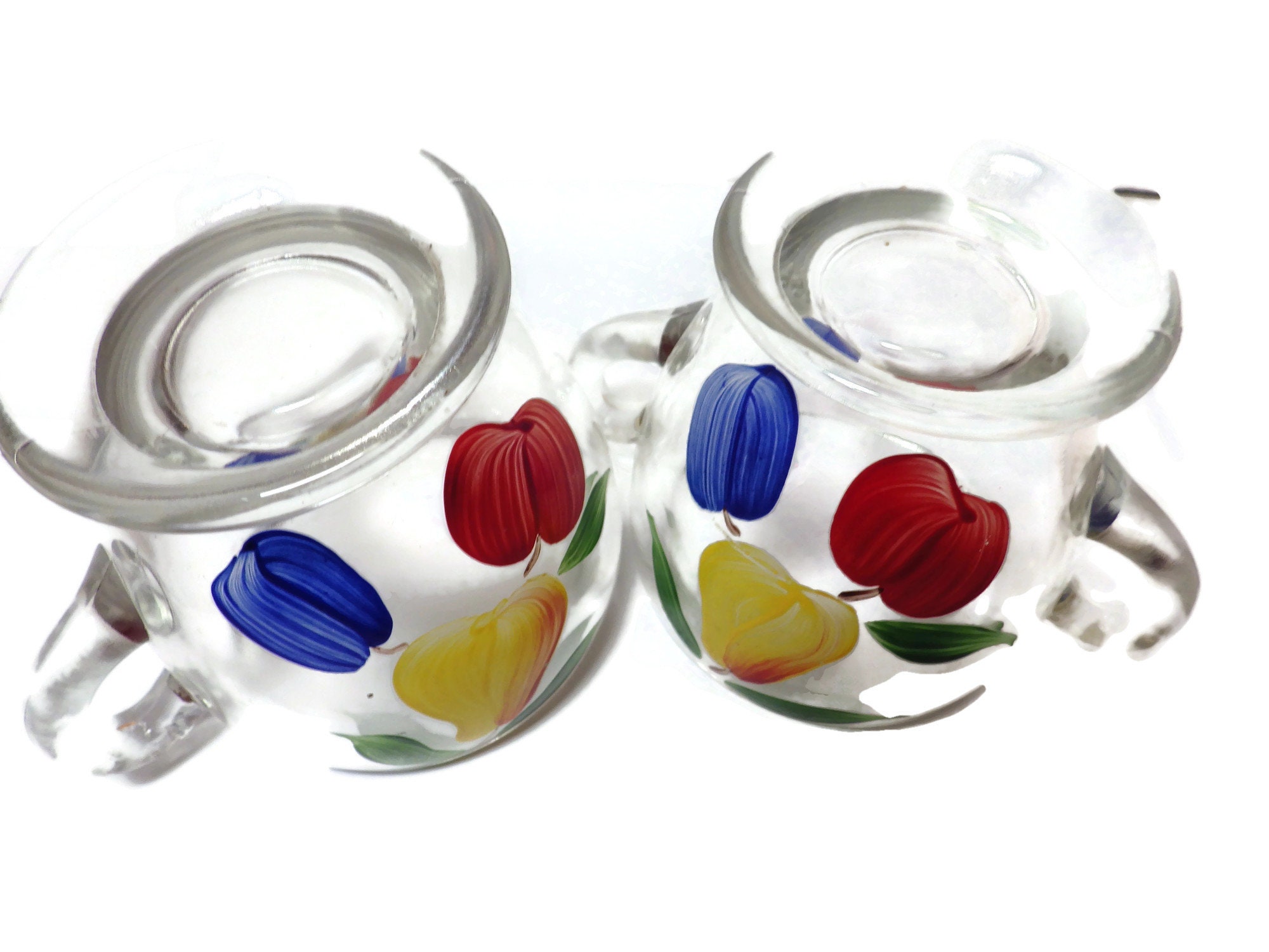 Vintage Gay Fad Hand Painted Glass Creamer Sugar Set Etsy