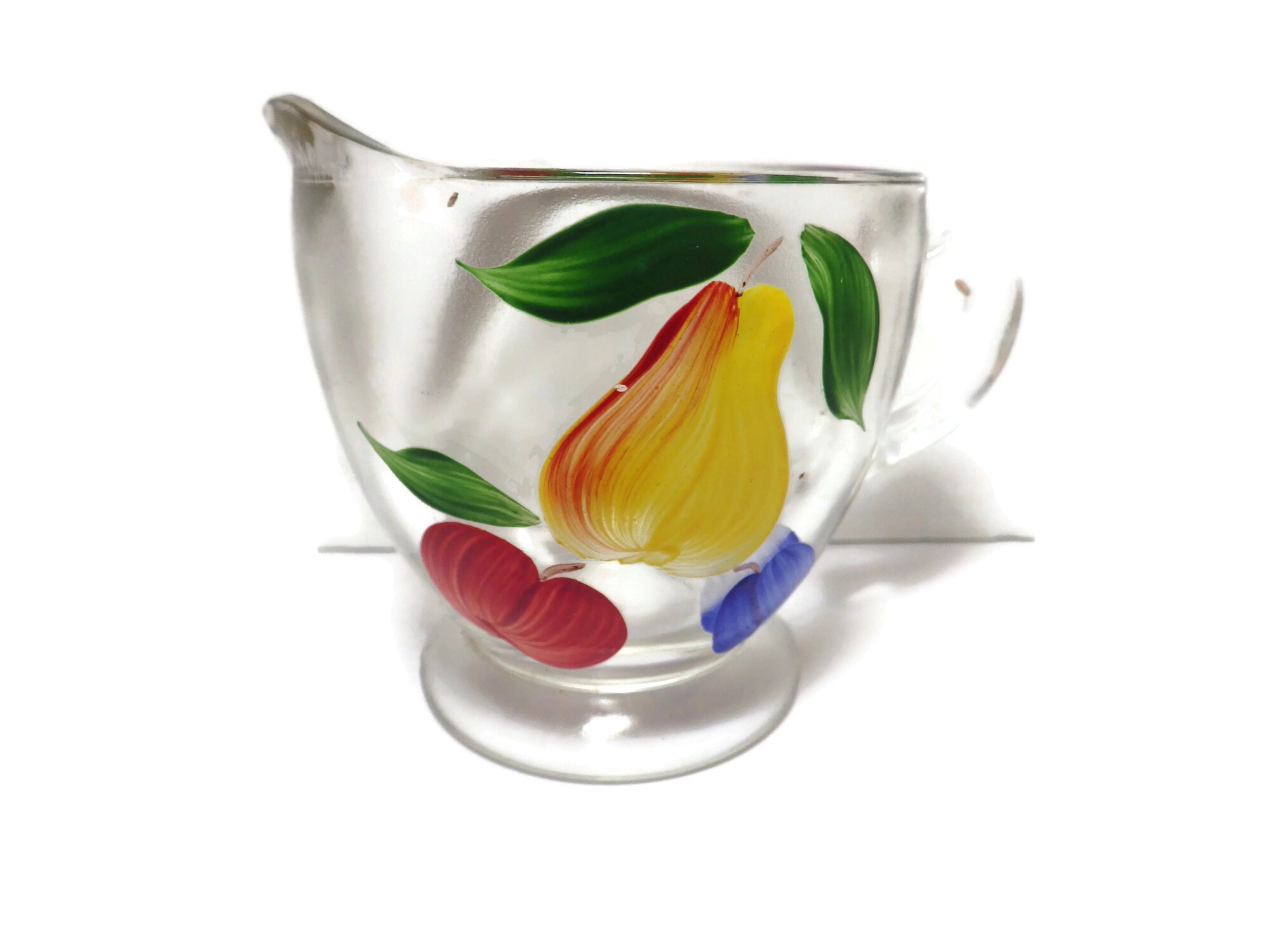 Vintage Gay Fad Hand Painted Glass Creamer Sugar Set Pear Plum Apple Etsy