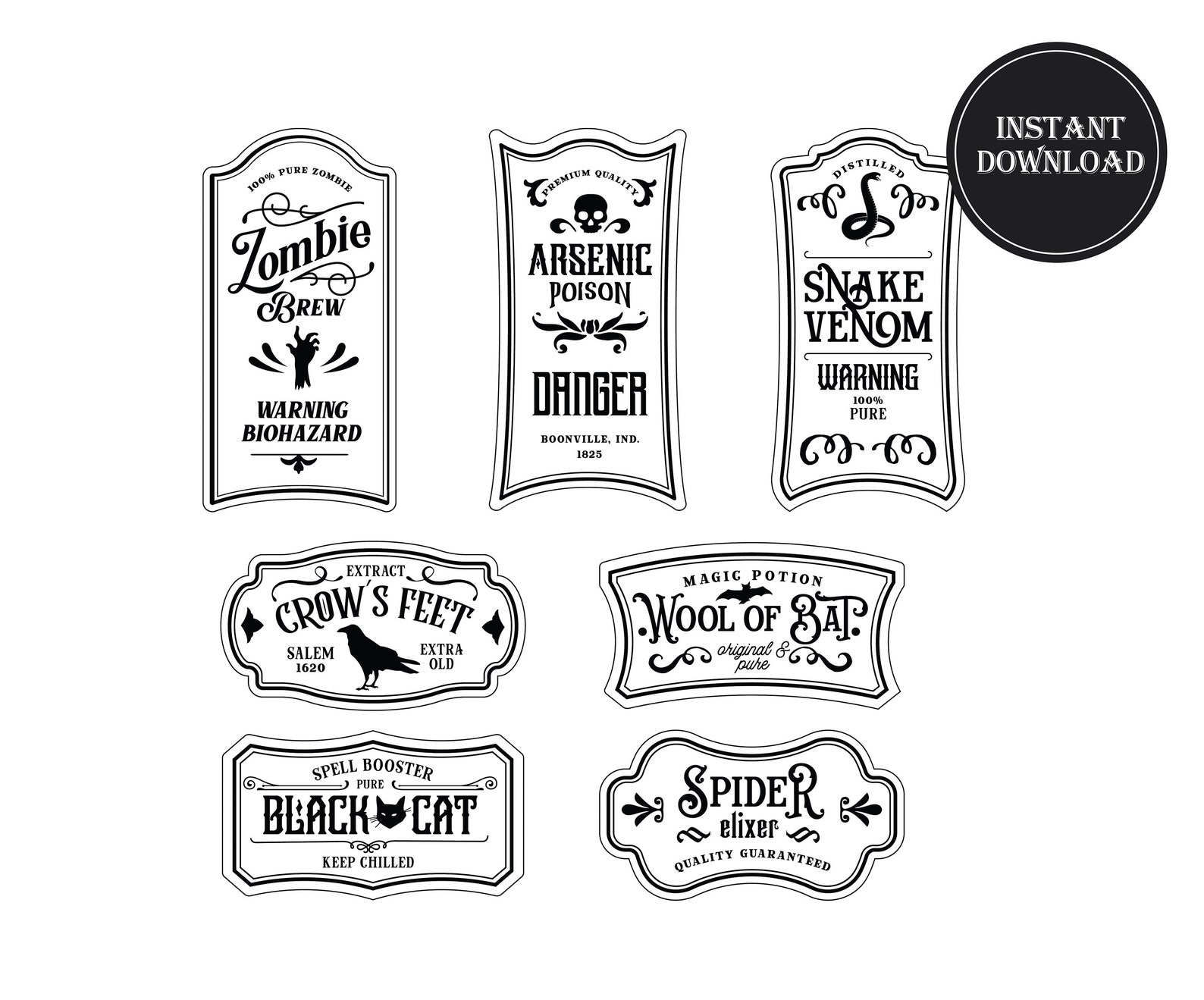 Halloween Potion Bottle Labels Svg Vintage Halloween Svg Etsy