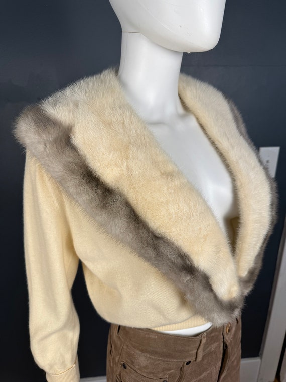 first-class service 1950 s Cashmere Cardigan Tone Mink Fur