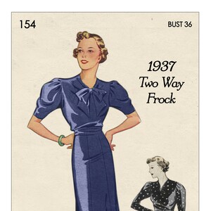 S Pretty Pussy Bow Tea Dress Pdf Print At Home Sewing Pattern Etsy