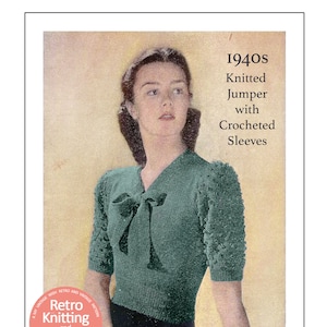 S Pussy Bow Blouse With Pdf Knitting And Crochet Pattern Etsy