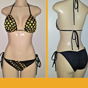 Polka Dot Bikini Triangle Top C Cup Tie Side Scrunched Butt Etsy