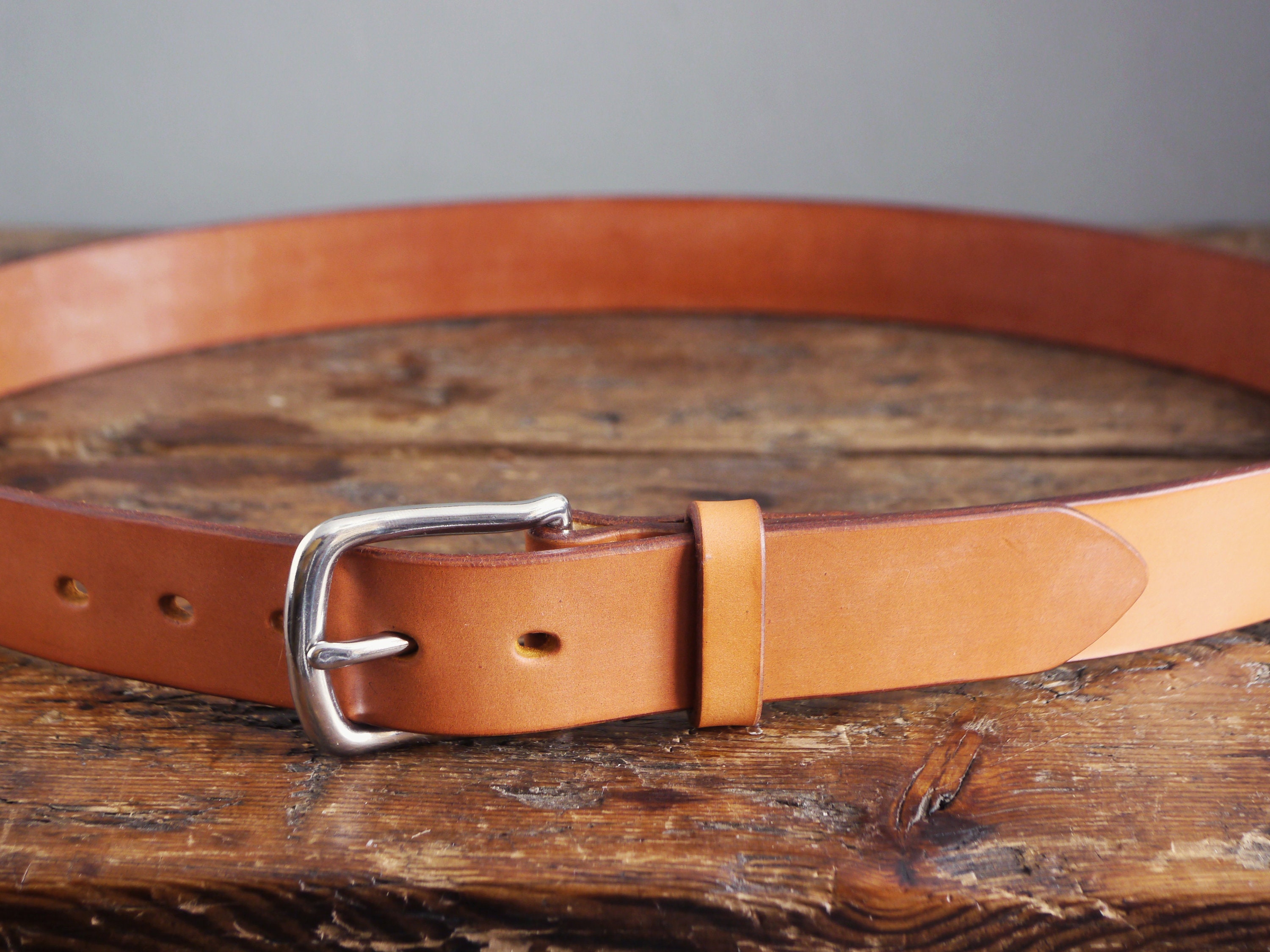 Handmade Leather Belt, Tan Mens To Measure Bespoke Handcrafted in England