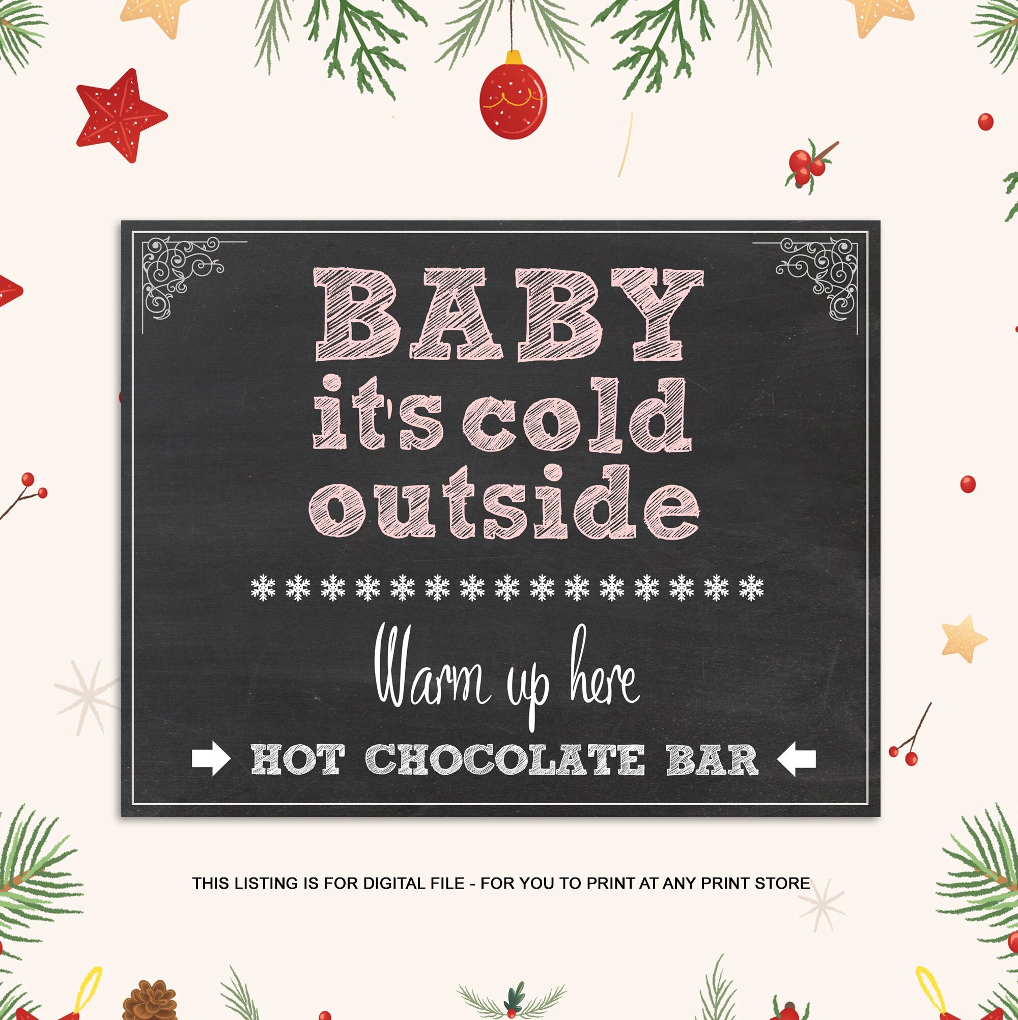 Custom Hot Cocoa Bar Baby Its Cold Outside Sign Etsy