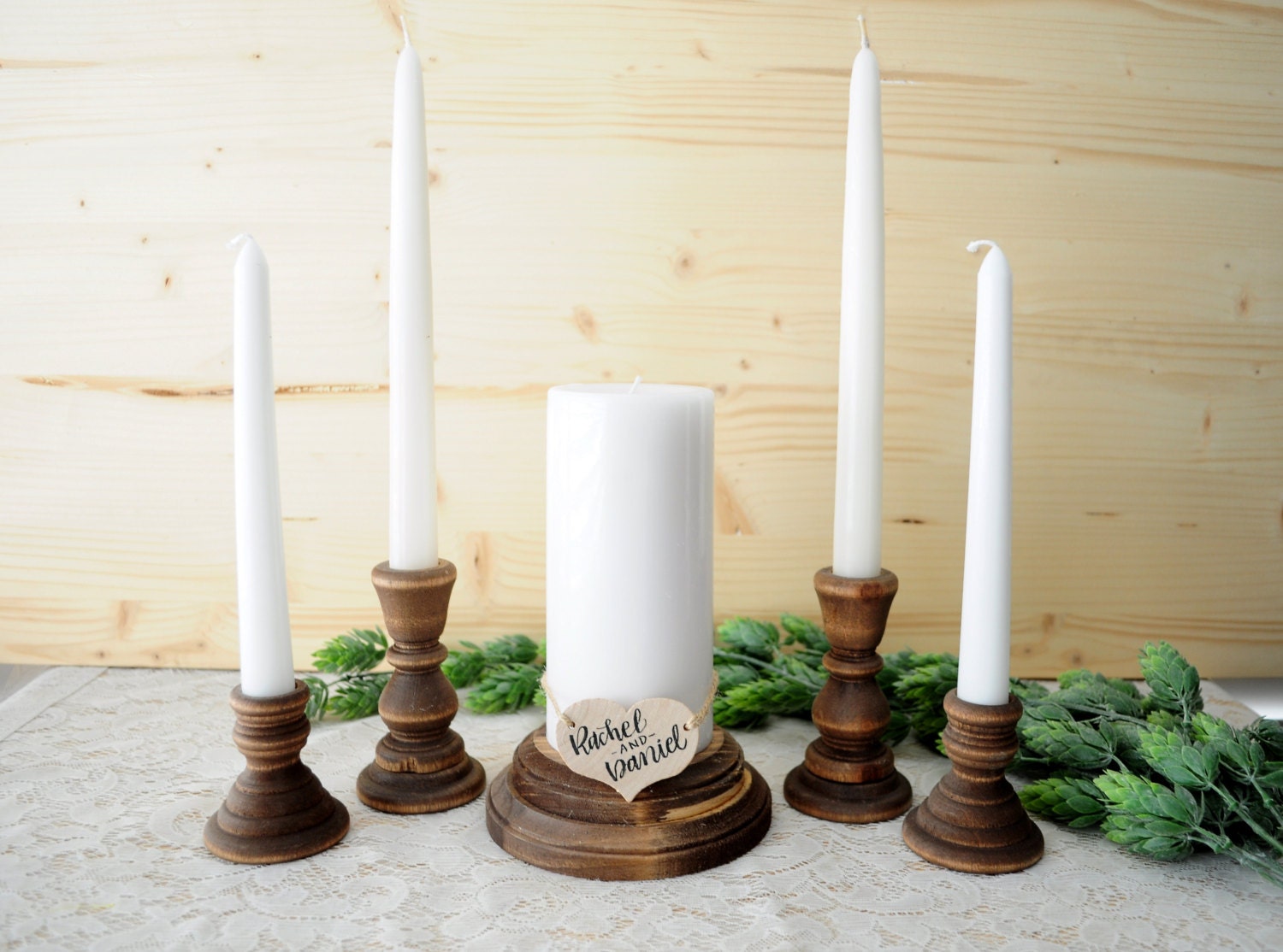 Family Unity Candle Holder Set Rustic Wood Unity Candle Set Wedding Family Unity Candle Family Unity Set Family Ceremony Parent Child Unity
