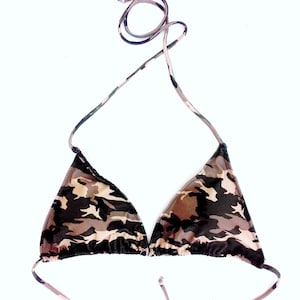 Camo Print Triangle String Bikini Top Etsy