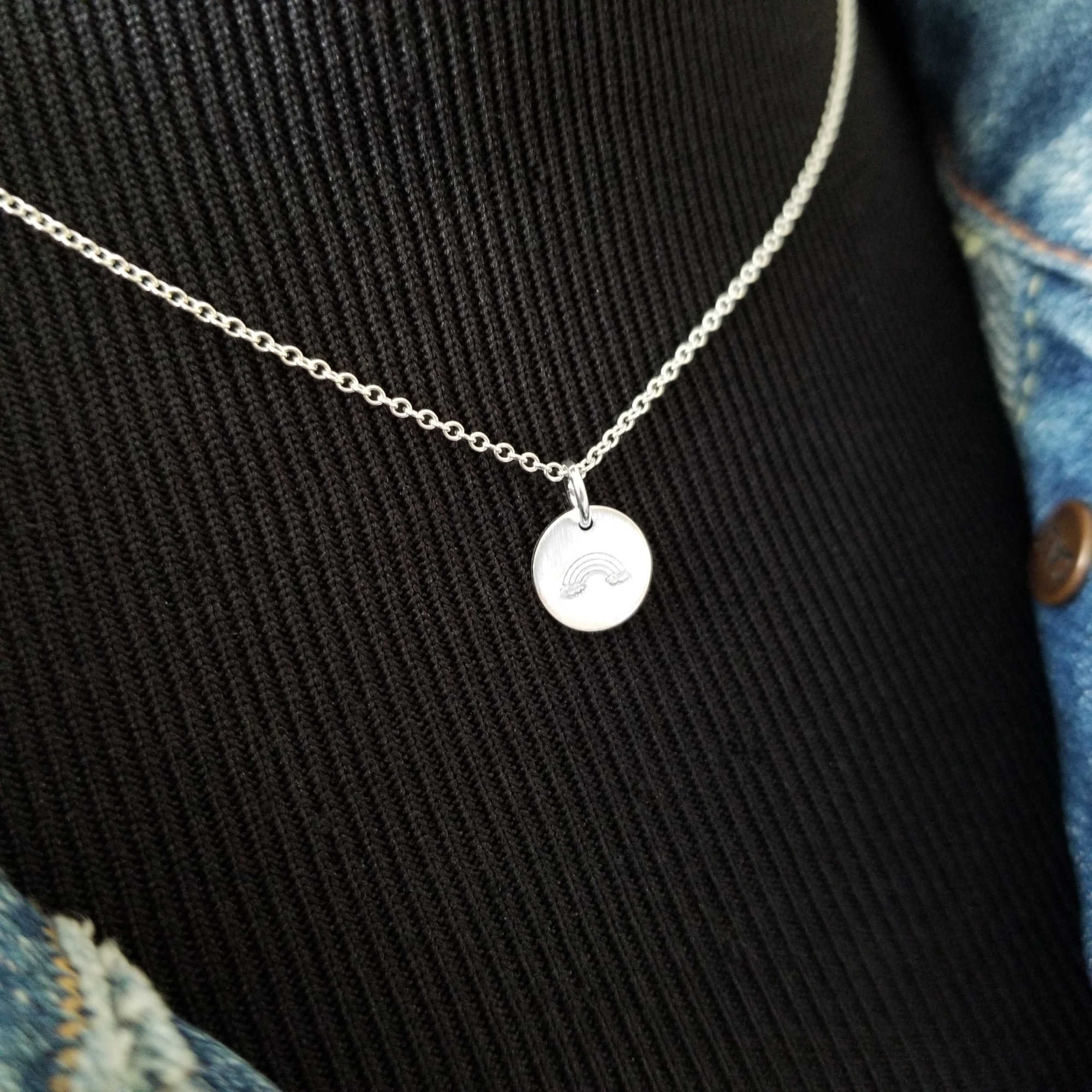 Tiny Rainbow Charm Necklace Gay Pride Trans Queer Bi LGBTQ Jewelry They Them Pronoun Love