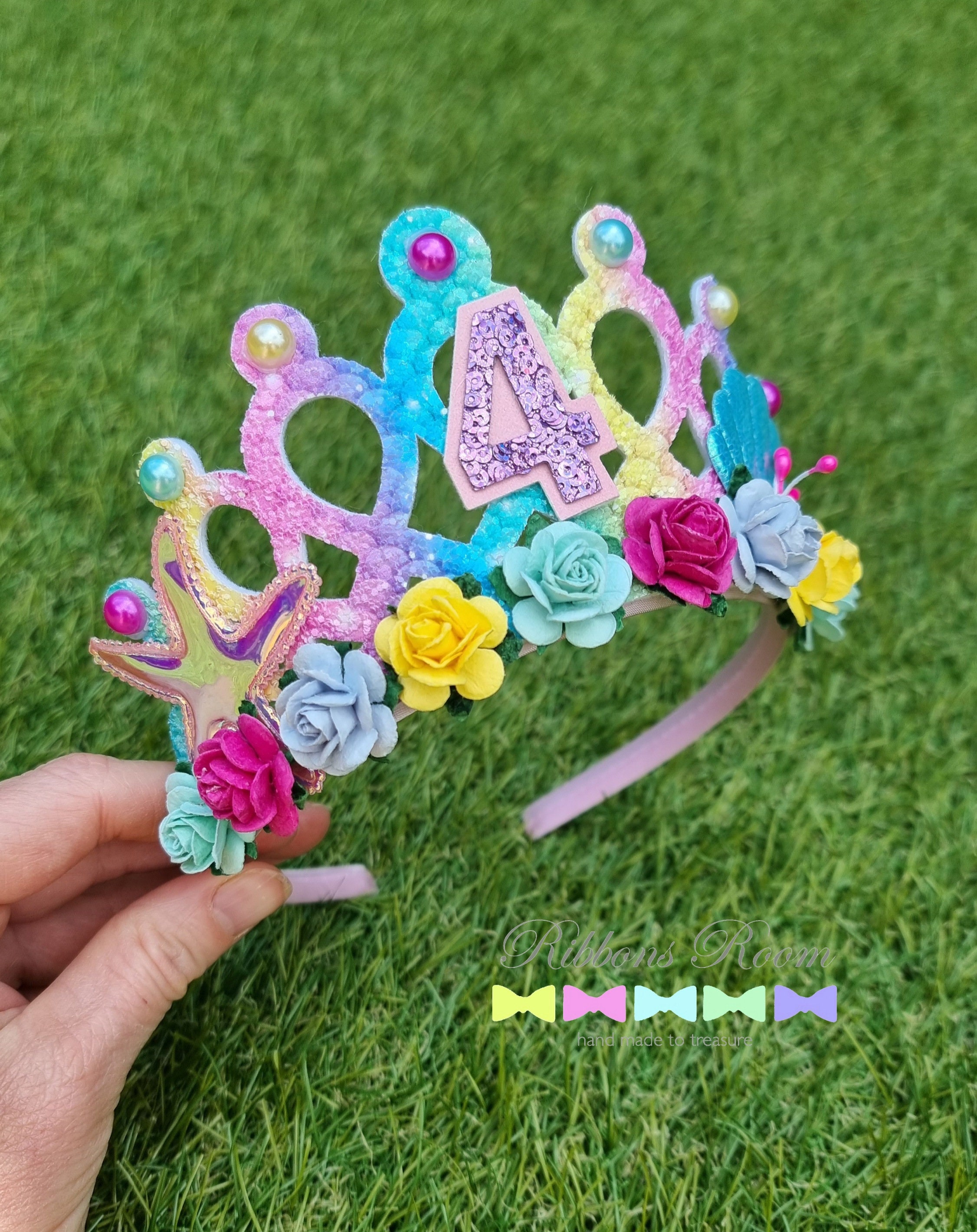 Birthday Tiara, Princess Mermaid Party, Birthday Crown, Rainbow Childs Girls Outfit, 4Th Gift