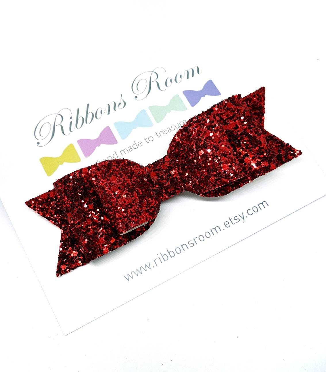 Oversized Glitter Bow, Large Red Hair Adult Snow White Clip, Snow Fancy Dress, UK Seller