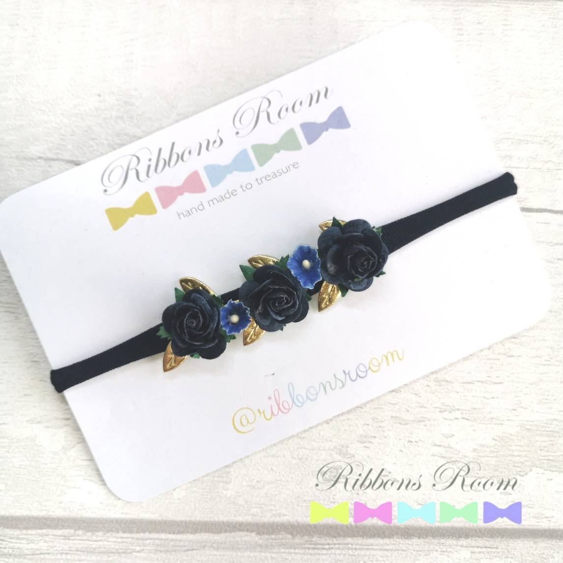 Navy Flower Crown, Baby Headband, Navy Baby Photo Props, Girl Hair Accessory, Accessories