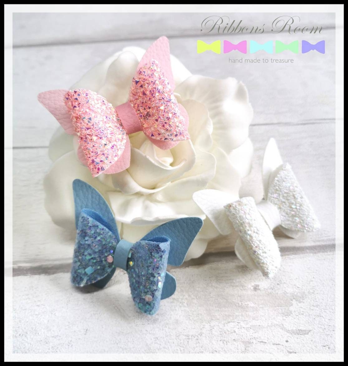 Butterfly Hair Clips, Fringe Sleep Over Favours, Pink Glitter Bows, Cute Slides, Small Flower Girl Clips