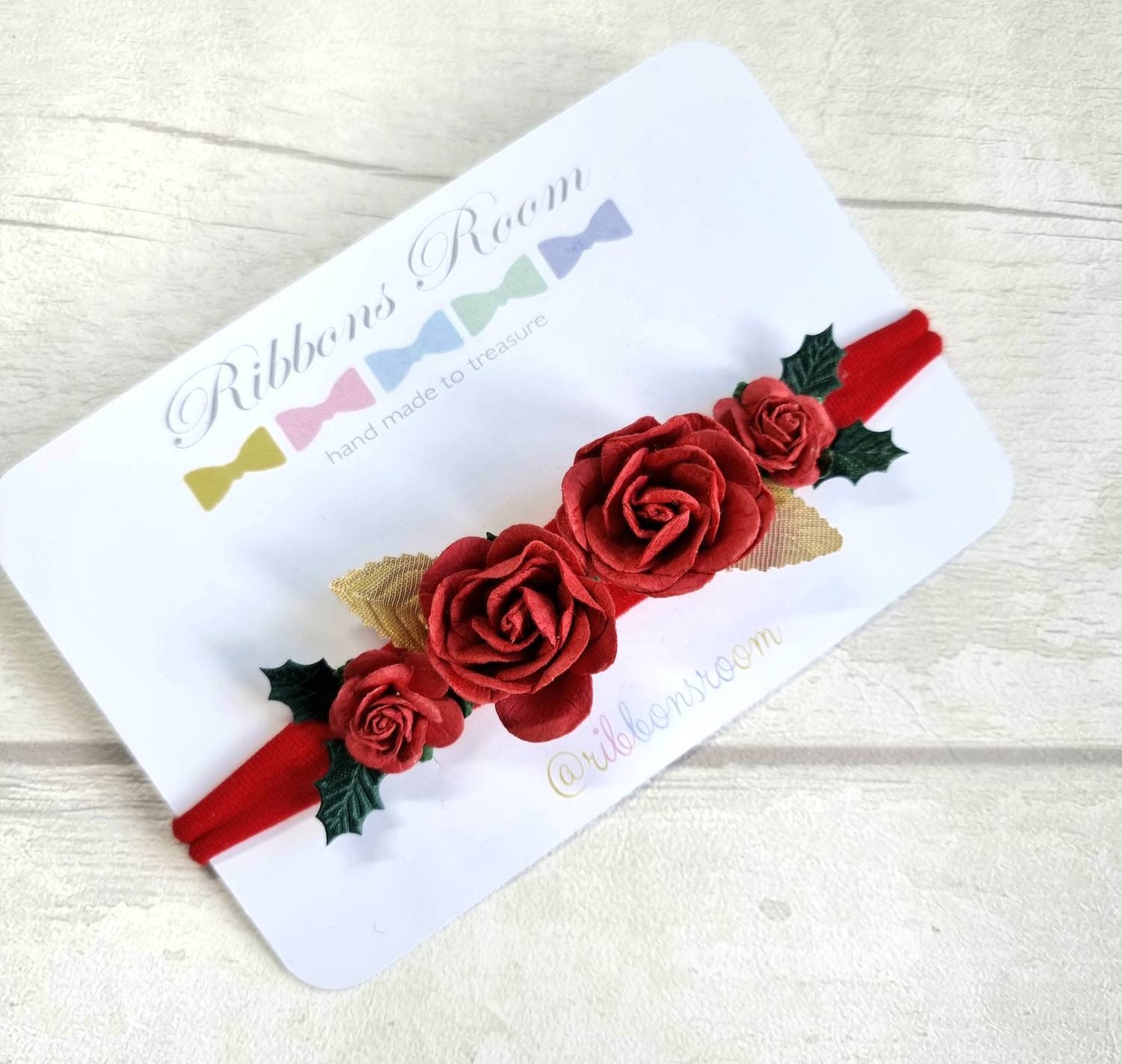 Red Flower Crown Headband, Christmas Newborn Red Christmas Crown, Headband